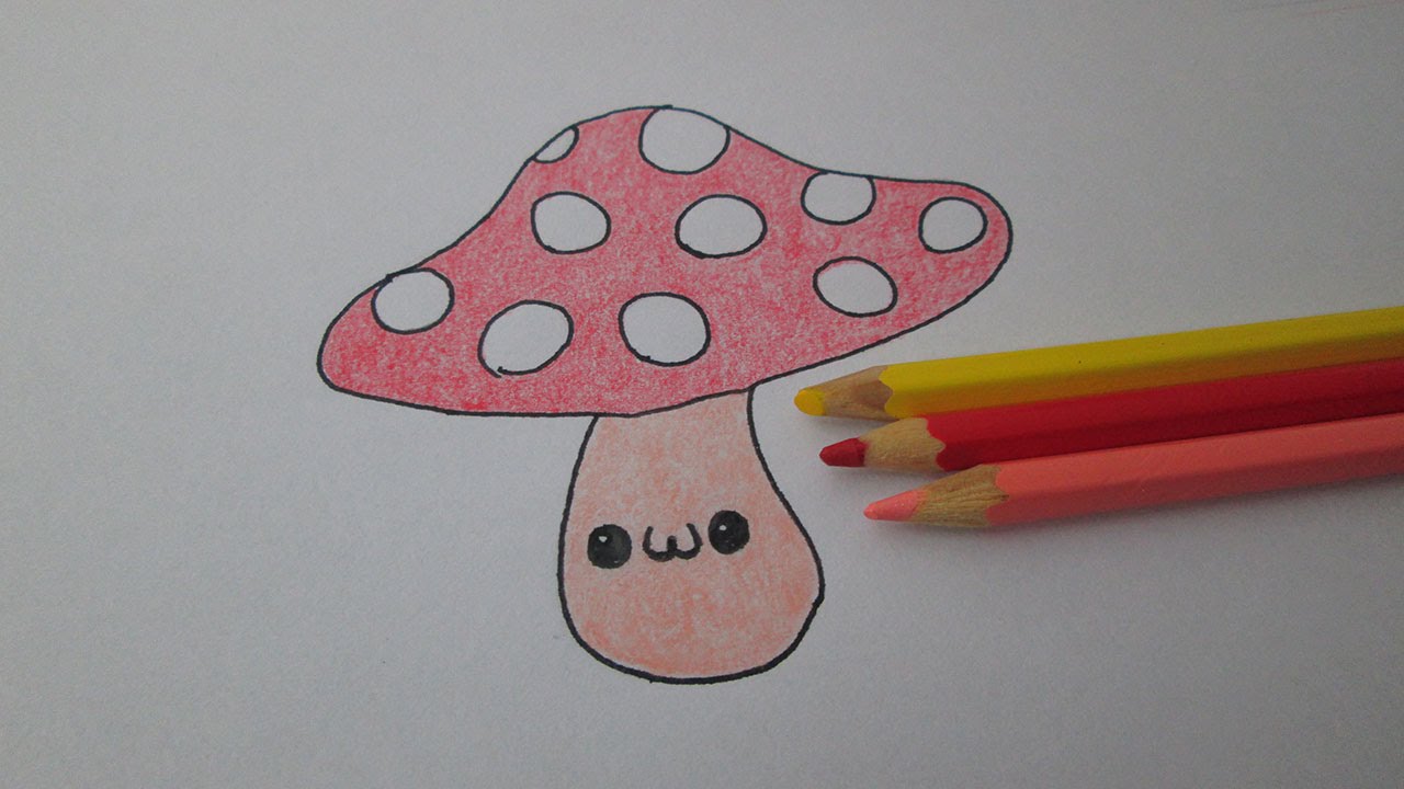 COMO DESENHAR UM COGUMELO KAWAII / DESENHO FÁCIL DA CASA DO COGUMELO PASSO  A PASSO 