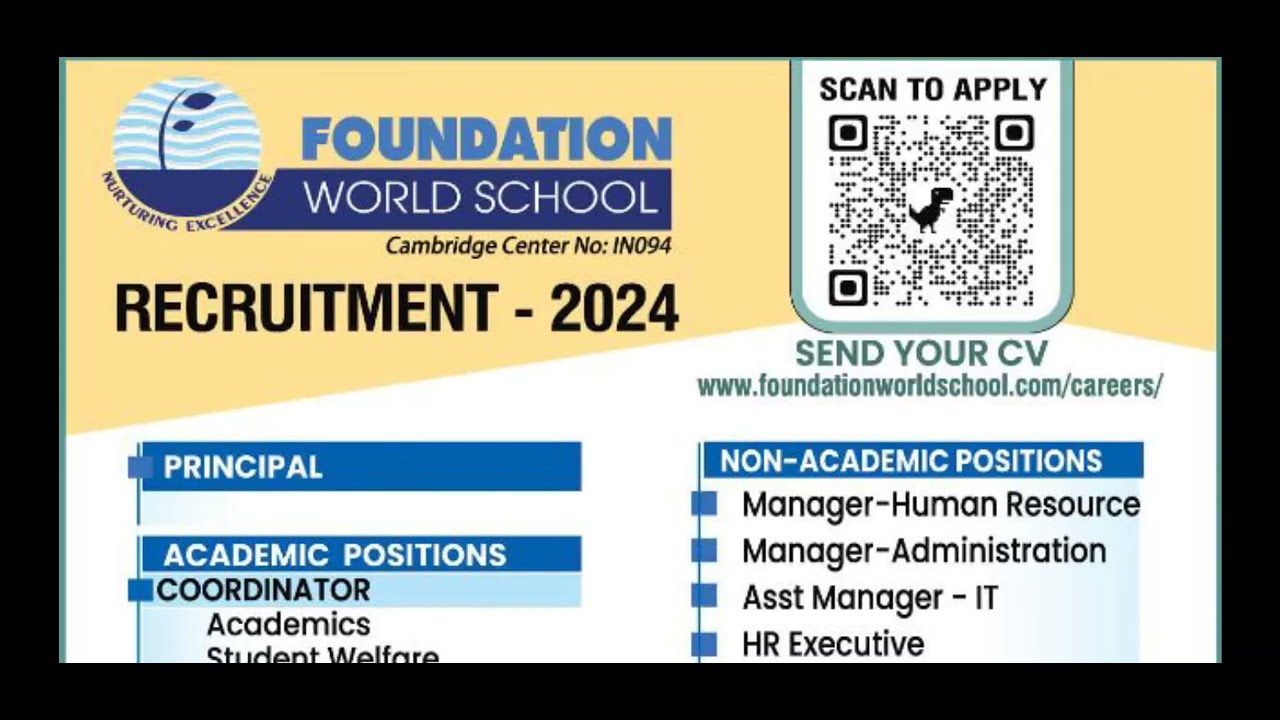 Foundation World School Budgam Recruitment 2024 YouTube