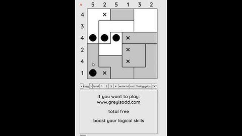 Grey is Odd - Today grids. Solution level 4 6X6 dated 09-04-2024 #logicpuzzles #logicgames  #games