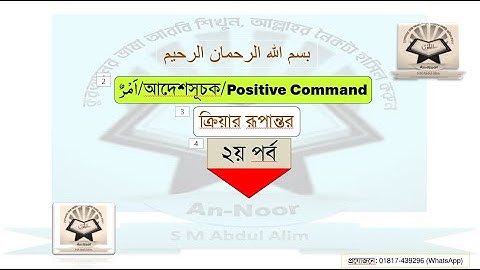 আমর/আদেশসূচক/Positive Command ক্রিয়ার রূপান্তর (২য় পর্ব)