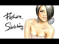 Fashion sketching: передаем фактуру волос и кожи с помощью маркеров.