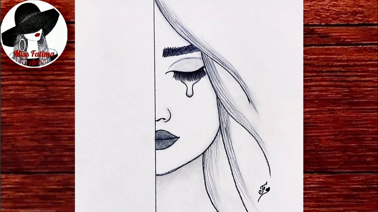 Crying Girl Drawing Photo - Drawing Skill