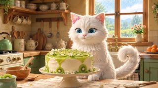 🥝🍰Cloud Meow Makes a Cozy Kiwi Cake 🌧️ | Cozy Cat Baking ASMR | Rainy Day Sounds screenshot 2