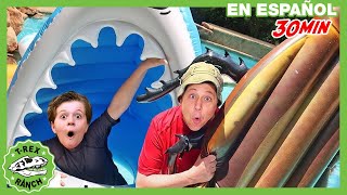 T-Rex en la piscina | 30 min de videos de dinosaurios para niños