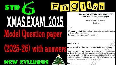 class6 english christmas exam model question paper 2025|Class6 English Christmas exam questionpaper