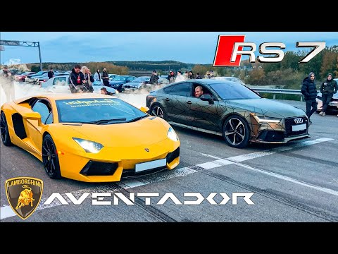 Видео: БОЙНЯ! AUDI RS7 vs Lambo Aventador | SRT 8 v GTR 900 HP | Porsche 911 v Tesla | AMG E63s vs BMW M5