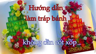 Cách xếp tráp 80 bánh cốm, su sê hình tháp không cần cốt xốp / Học làm tráp bánh / Mai huyen carving