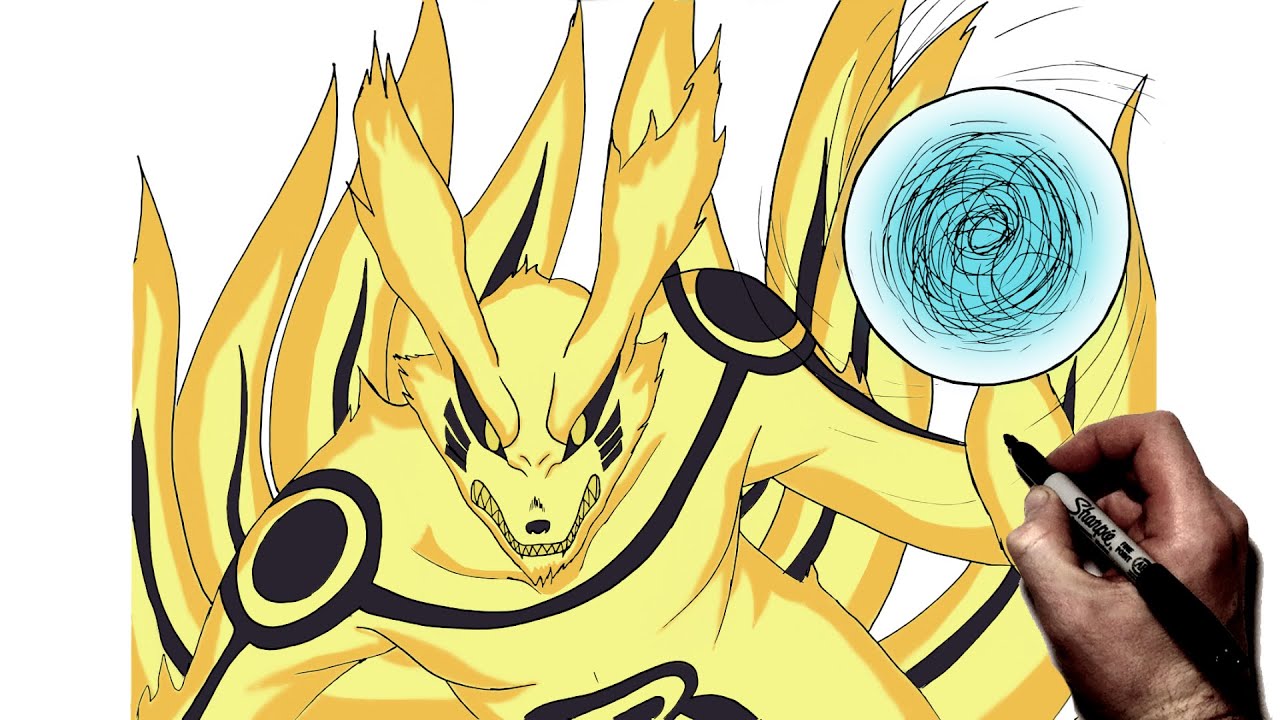 How To Draw Kurama Rasengan Step By Step Naruto Youtube