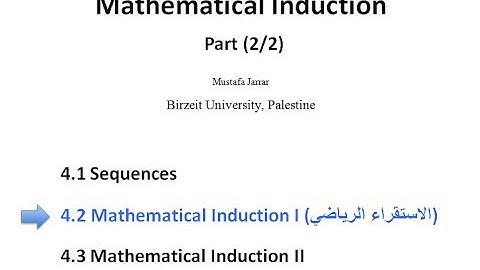 Jarrar: Mathematical Induction I (Part 2/2)