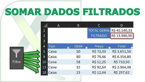 Como fazer a soma apenas dos dados filtrados em uma tabela do EXCEL