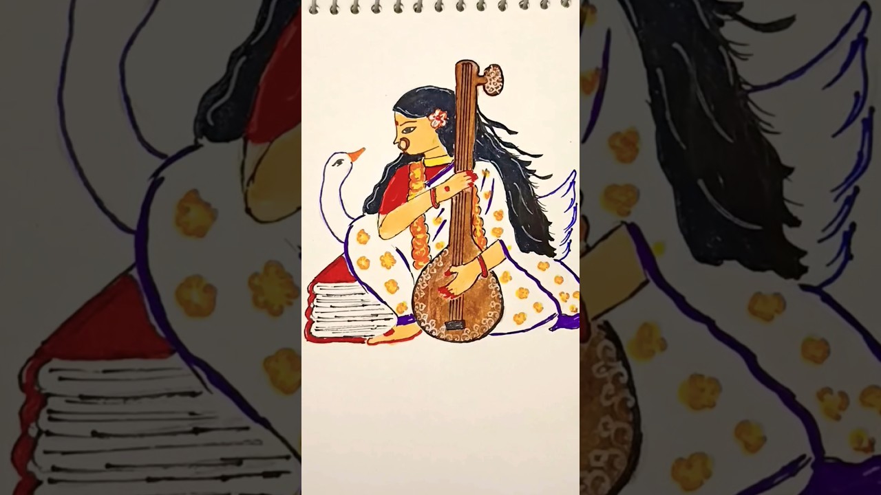 easy ma saraswati acrylic painting 🎨🖌️