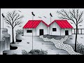 How to draw house 🏠 prakratik drishya chitra banana sikhayen | house drawing 