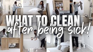 WHAT TO CLEAN AFTER BEING SICK 🤒 | 13 MUST DO'S AFTER A SICKNESS 🤢 | CLEAN WITH ME 2024