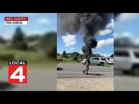 Pilot hospitalized after fighter jet crash in Blair Township
