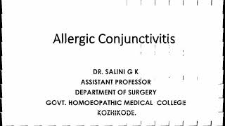 Allergic Conjunctivitis Part 1