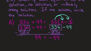 2-4 Equations with No Solutions or Infinitely Many Solutions