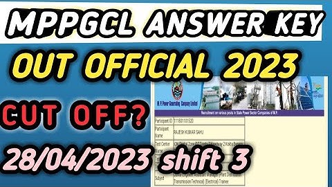MPPGCL ANSWER KEY OUT 2023 // ELECTRICAL BATCH 3//CUT OFF // ANSWER KEY // RESULT BY RAJESH