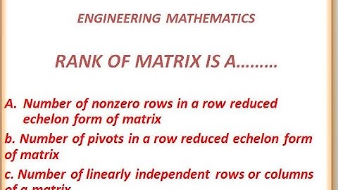 Rank of matrix/ linear algebra/ trb polytechnic 2019