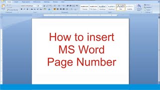 How To Insert Page Numbers In Ms Word