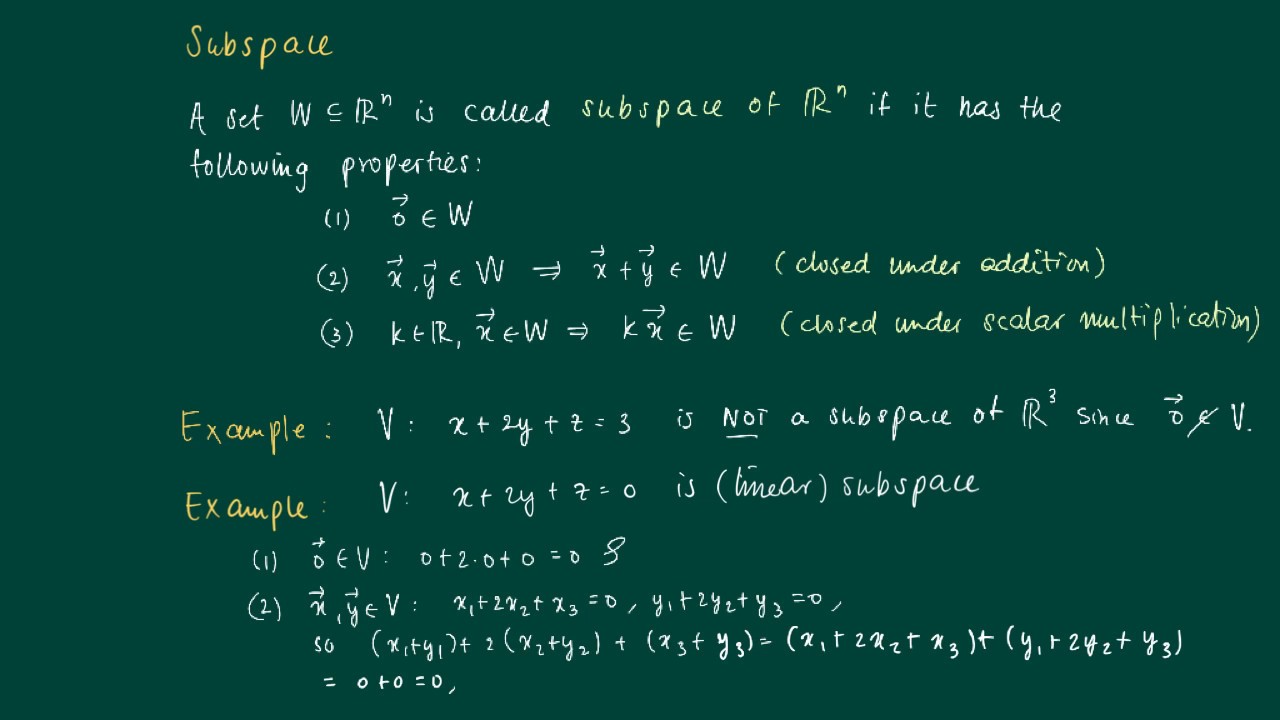 subspace definition vector subspace definition vector