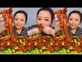 Asmr mukbang  black bean fire noodle  pork park  spicy octopus spam fried dumpling eating