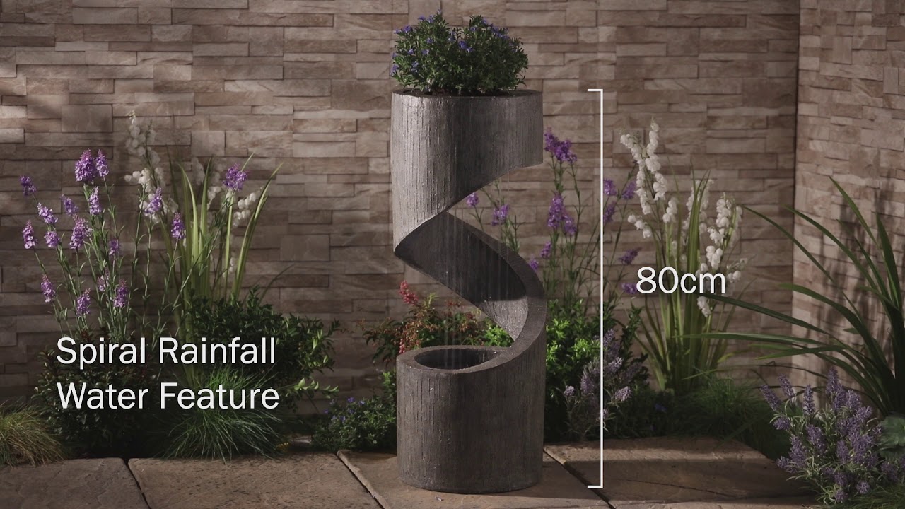 Serenity Spiral Rainfall Water Feature with Planter YouTube