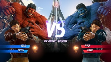 Red Hulk and Chris VS Blue Hulk and Chris - Marvel Vs Capcom infinite
