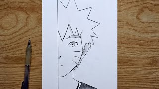 Easy Anime Half Face Drawing How To Draw Naruto Step By Step Easy Tutorial