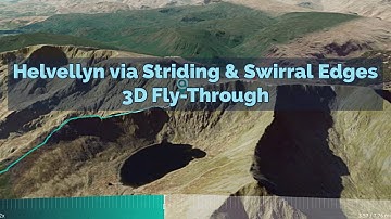 Hiking Helvellyn via Striding & Swirral Edges - 3D Aerial Fly-Through of the Route. Circular Walk.