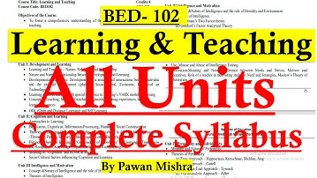 Complete Syllabus | All Units | B.Ed. | Learning and Teaching | GGSIPU | By Pawan Mishra |