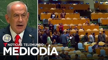 Decenas de diplomáticos abandonan asamblea de la ONU en discurso de Netanyahu | Noticias Telemundo