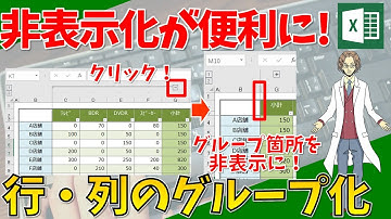 【行や列のグループ化（行や列の非表示のスイッチを設置）】超わかりやすいエクセル（EXCEL）講座