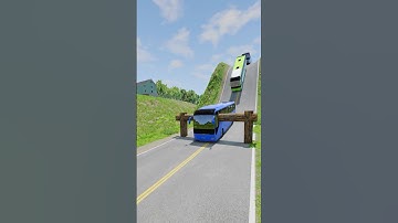 Colourful Long Buses & Capsule Bus vs Log Trap - BeamNG.Drive #2 #shorts #bus