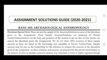 BANC 103 Ignou Solved Assignment 2020-21