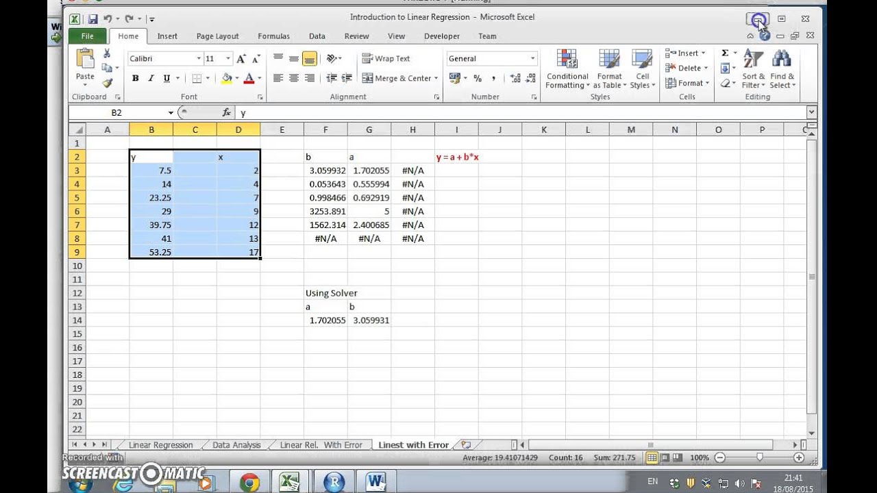 Introduction to Regression Analysis in Excel (with RStudio) 4 - YouTube