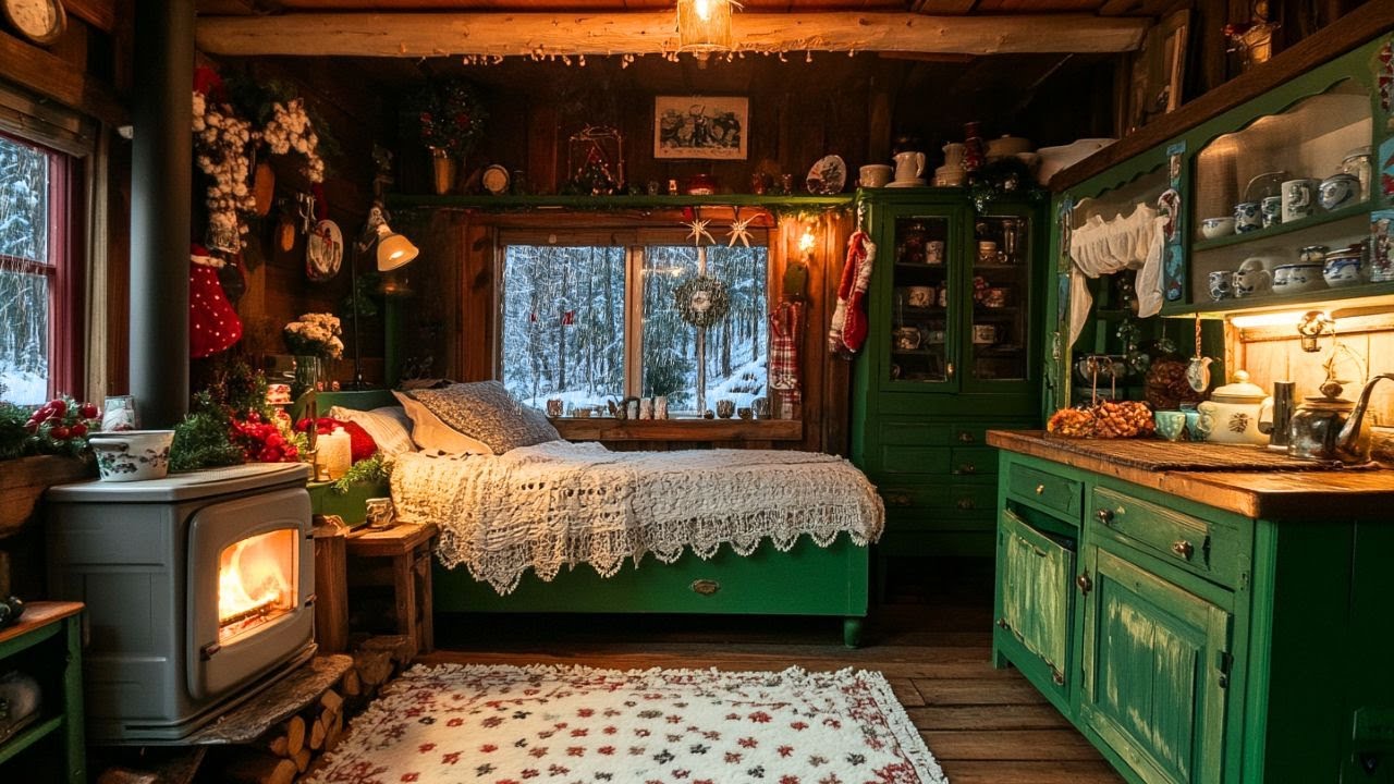 Rain and Crackling Fireplace in Relaxing Ambiance Cozy Cabin For Deep ...