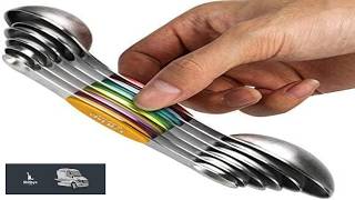 Magnetic Measuring Spoons Set of 6 Stainless Steel Dual Sided Stackable Teaspoon