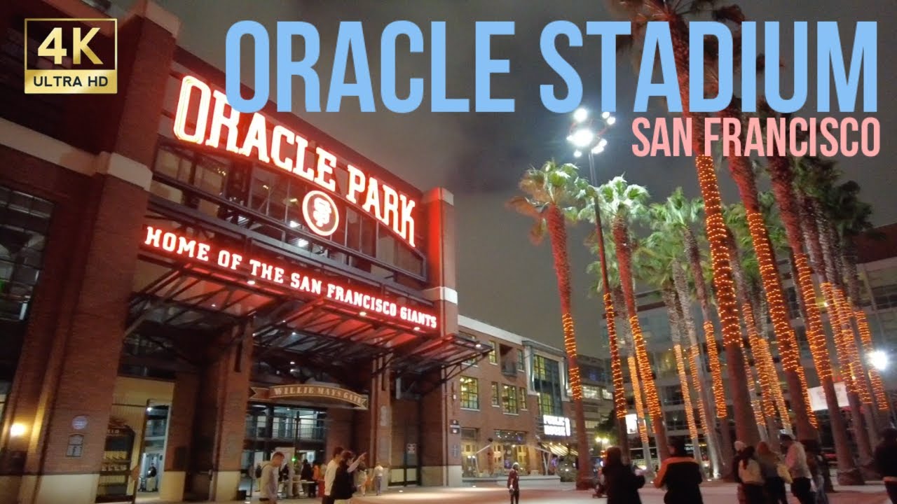 Oracle Park Giants Stadium Night Walk - SAN FRANCISCO 4K TRAVEL
