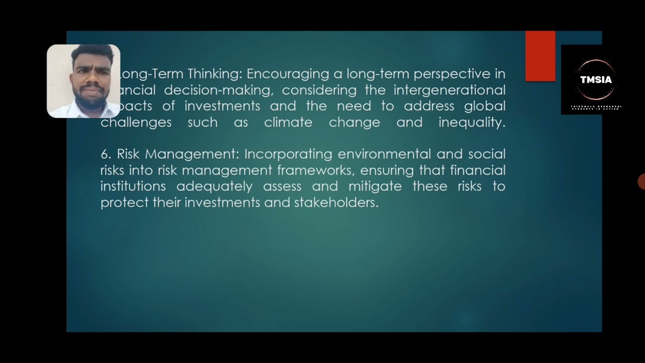 Principles of Sustainable Finance  | Video Presentation|AFM | MCom | GFGCASC Sira | TMSIA