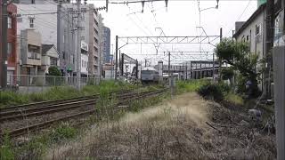 JR九州787系 特急きりしま4号 鹿児島中央駅～宮崎駅6004M  すれ違い　キハ200鹿児島駅～鹿児島中央駅（6790D）～快速なのはな　指宿駅（3327D）行屋馬場踏切　撮影日2024 6 3