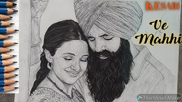 ❤Kesari Movie Akshay Kumar and Parineeti Chopra// Love// shading drawing.