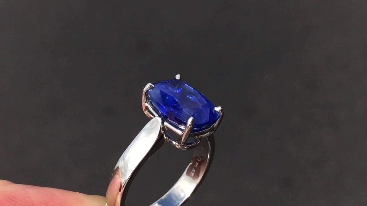 GIA 5 Carat No Heat Blue Sapphire Engagement Ring Cushion Cut - YouTube.