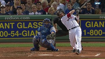 TOR@BOS: Pedroia sends an RBI double off the Monster
