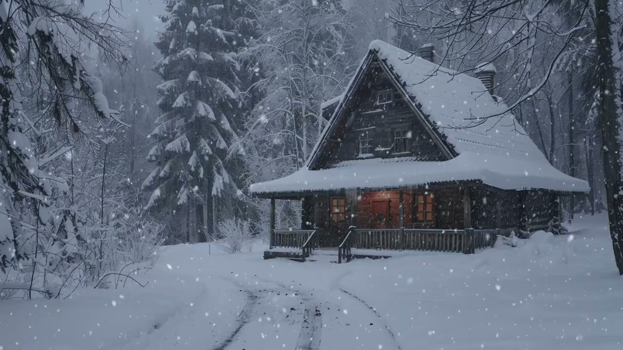 Heavy Thoughts on a Snow Covered Evening | Still Winter Scenery for Gentle Rest