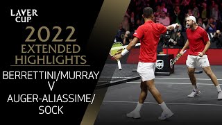 Berrettini/Murray v AugerAliassime/Sock Extended Highlights | Laver Cup 2022