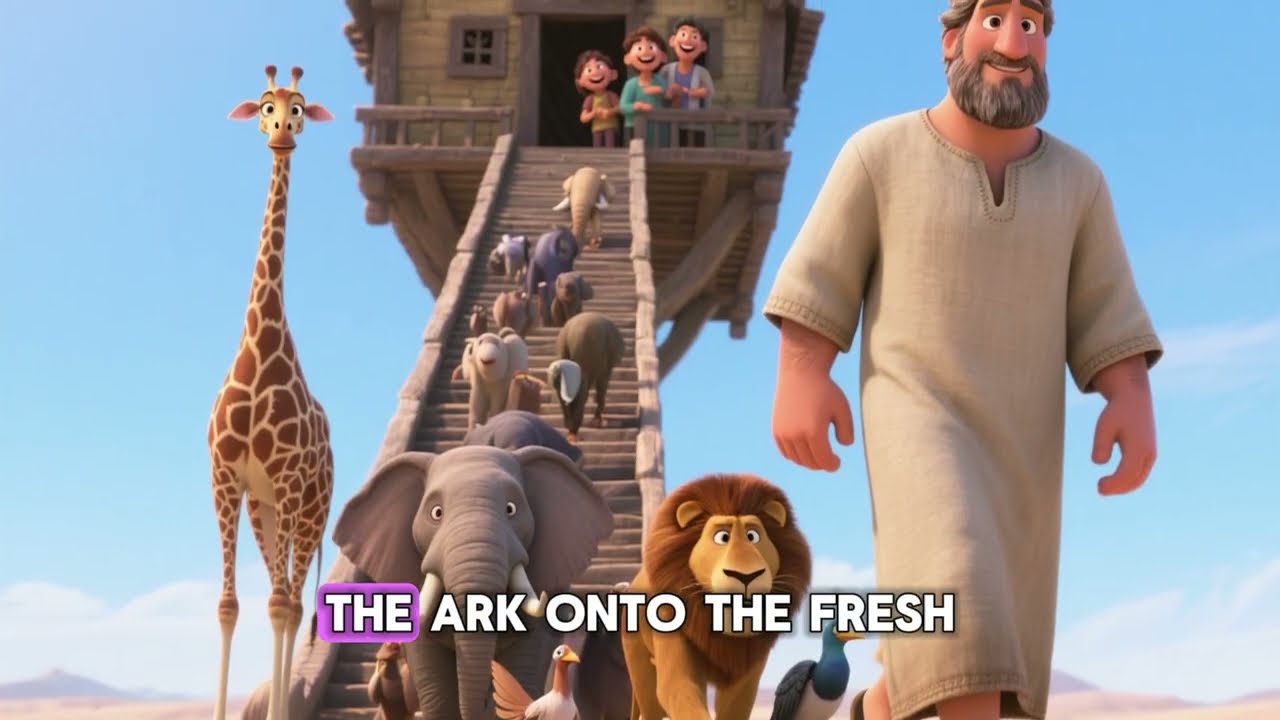 English for Kids: Noah’s Ark & Rainbow Bible Story 🌈 | 5-Min English Learning for 3-5 Year Old kids
