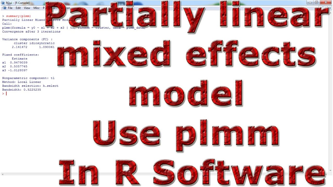 Partially linear mixed effects model Use plmm With (In) R Software ...