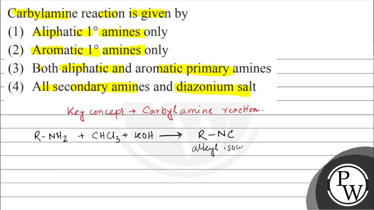 Carbylamine reaction is given by (1) Aliphatic \( 1^{\circ} \) amines