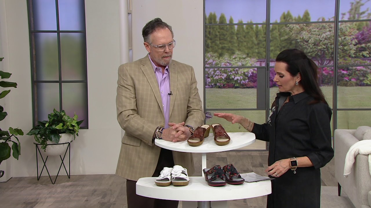 Alegria Leather Wedge Sandals w/Flower Detail - Lana on QVC