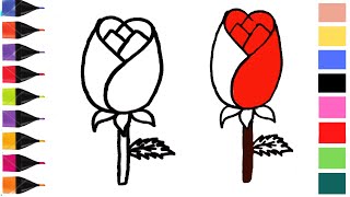 Rose Coloring Pages || Flowers coloring Pages || Kids Coloring Pages
